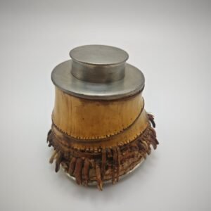 Bamboo Root-Clad Pewter Caddy