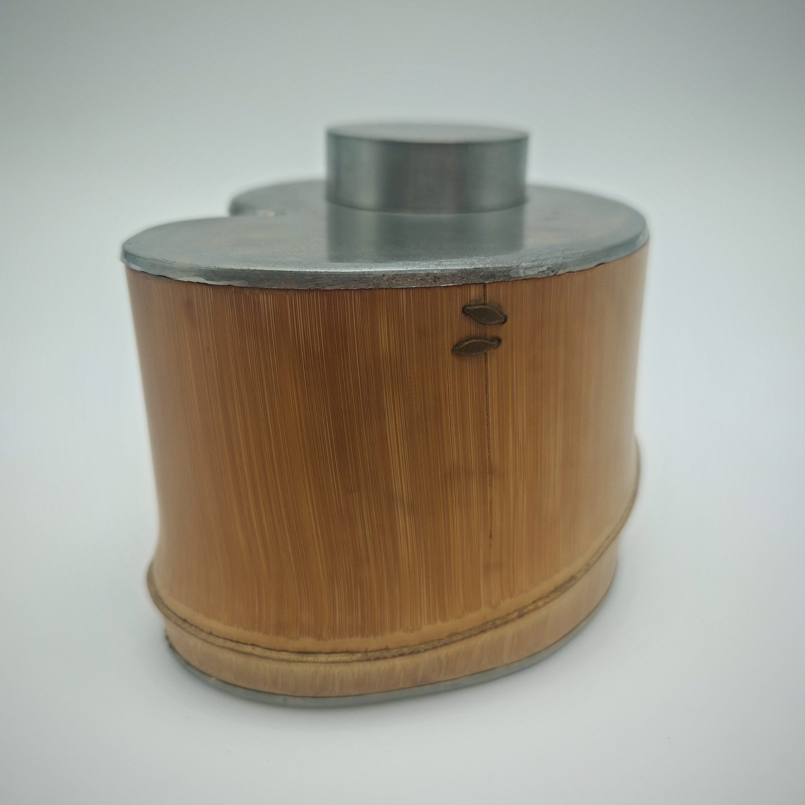Natural Free-Form Bamboo-Clad Pewter Storage Caddy - Image 3