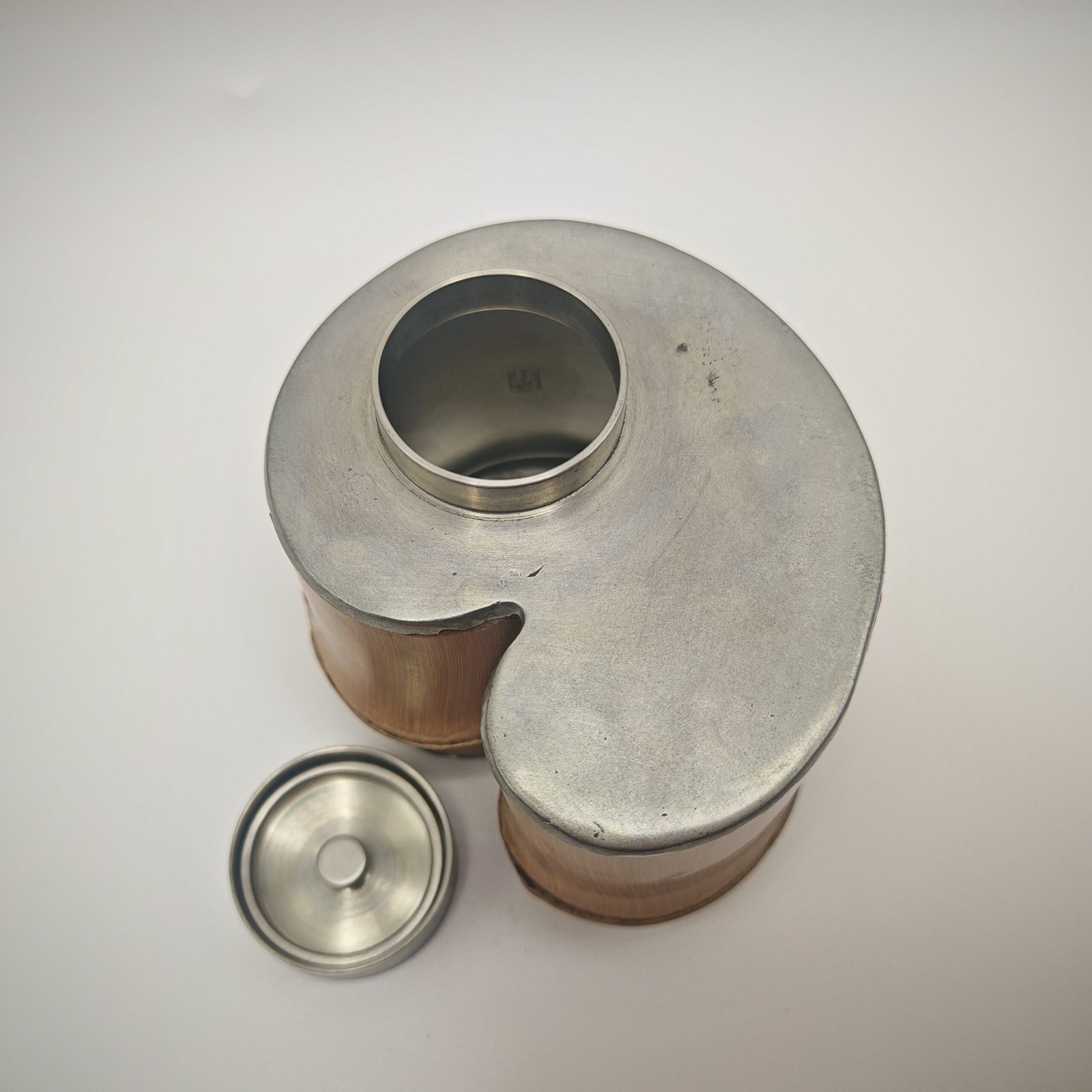 Natural Free-Form Bamboo-Clad Pewter Storage Caddy - Image 6