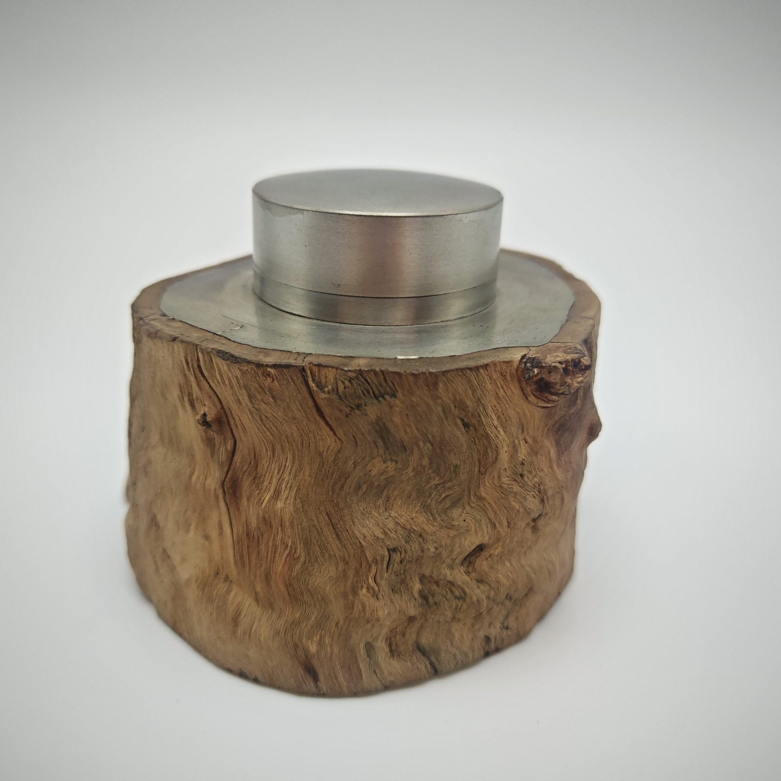 Free-Form Wood-Clad Pewter Caddy - Image 3