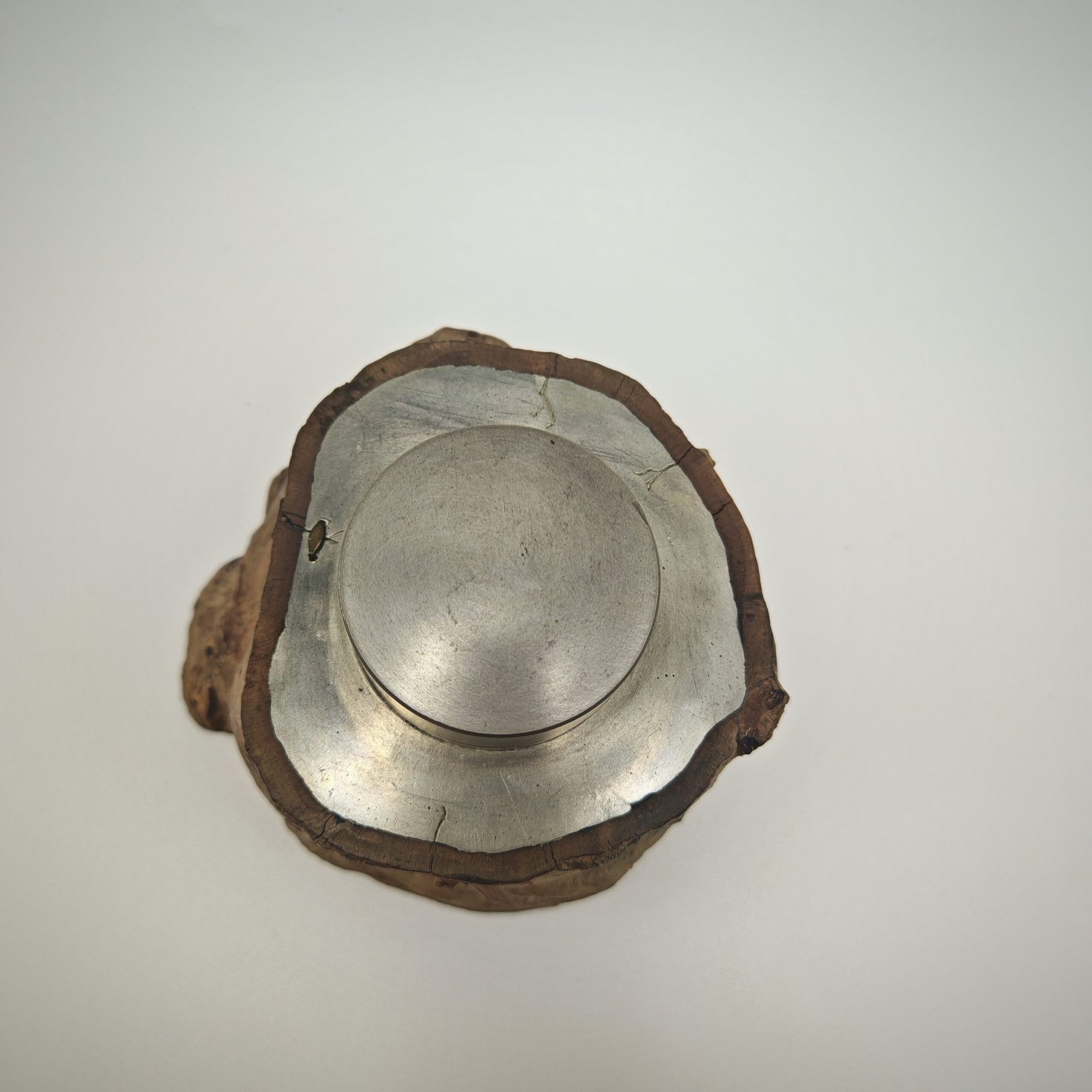 Free-Form Wood-Clad Pewter Caddy - Image 5