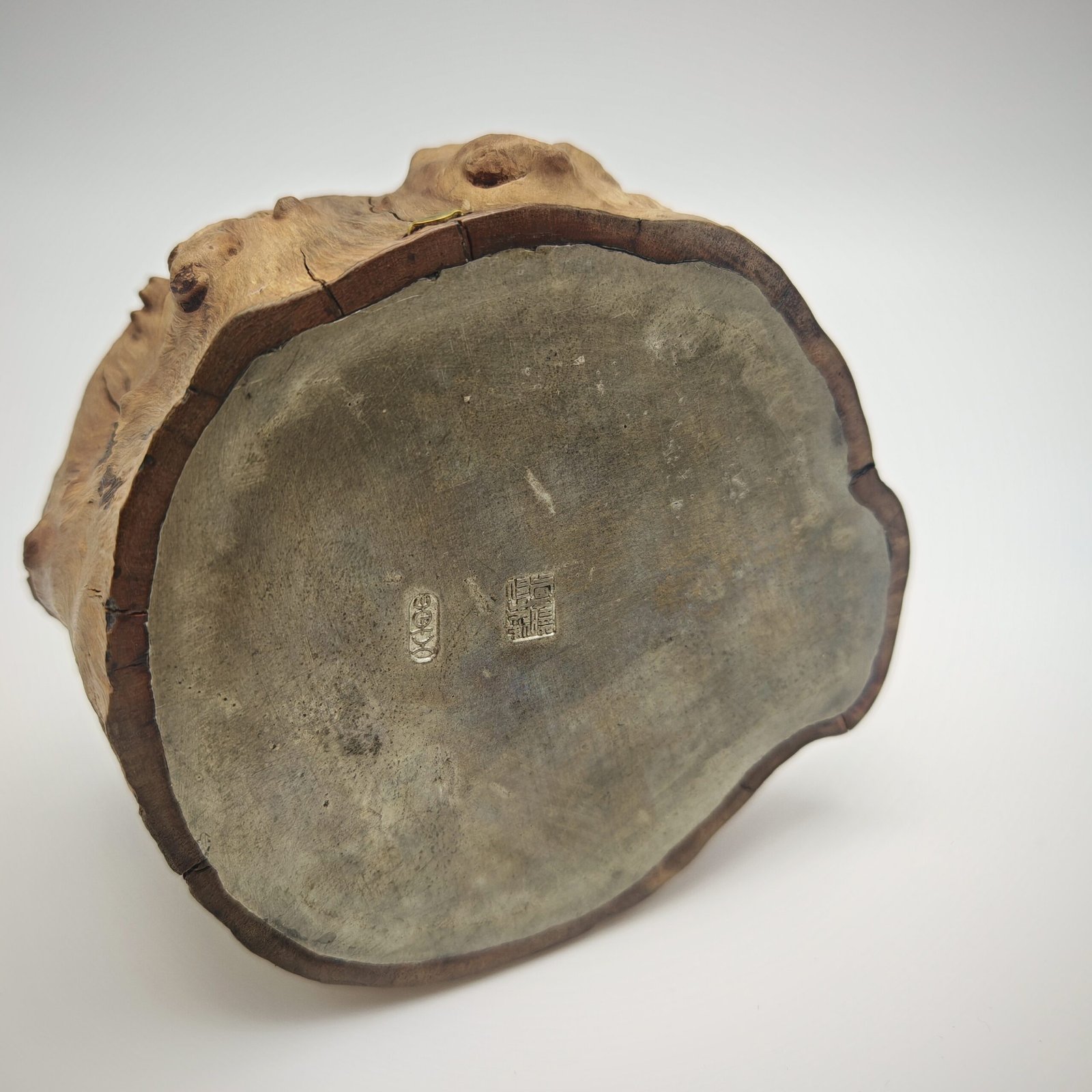 Free-Form Wood-Clad Pewter Caddy - Image 6