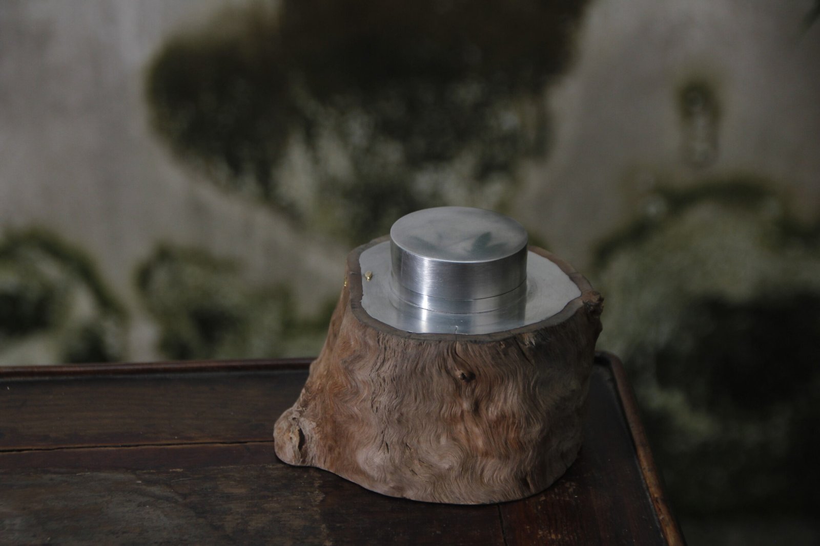 Free-Form Wood-Clad Pewter Caddy