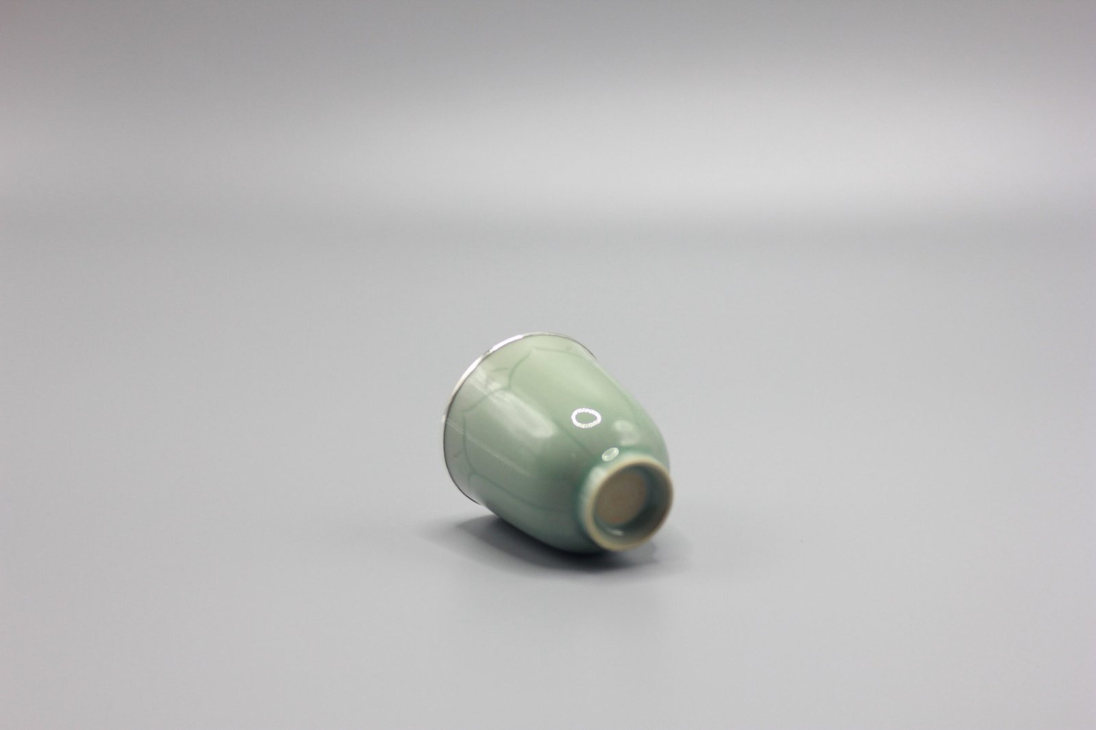 Celadon Master Cup with Sterling-Silver Inlay & Lotus Carving - Image 3