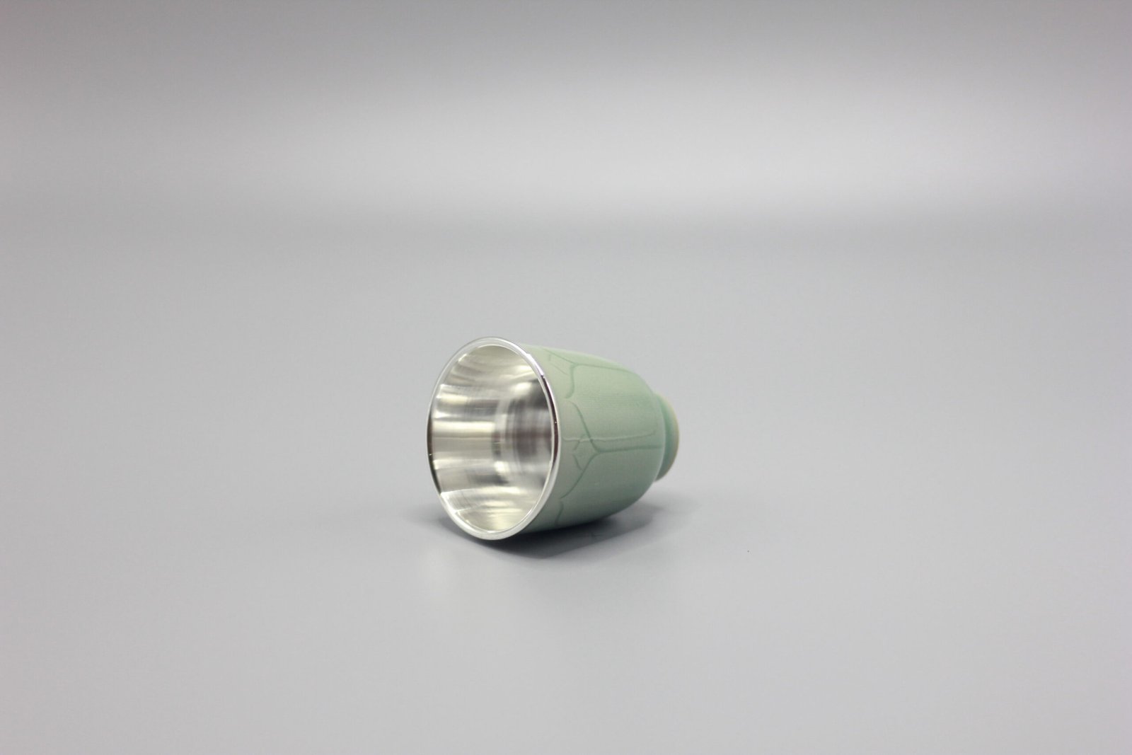 Celadon Master Cup with Sterling-Silver Inlay & Lotus Carving - Image 2